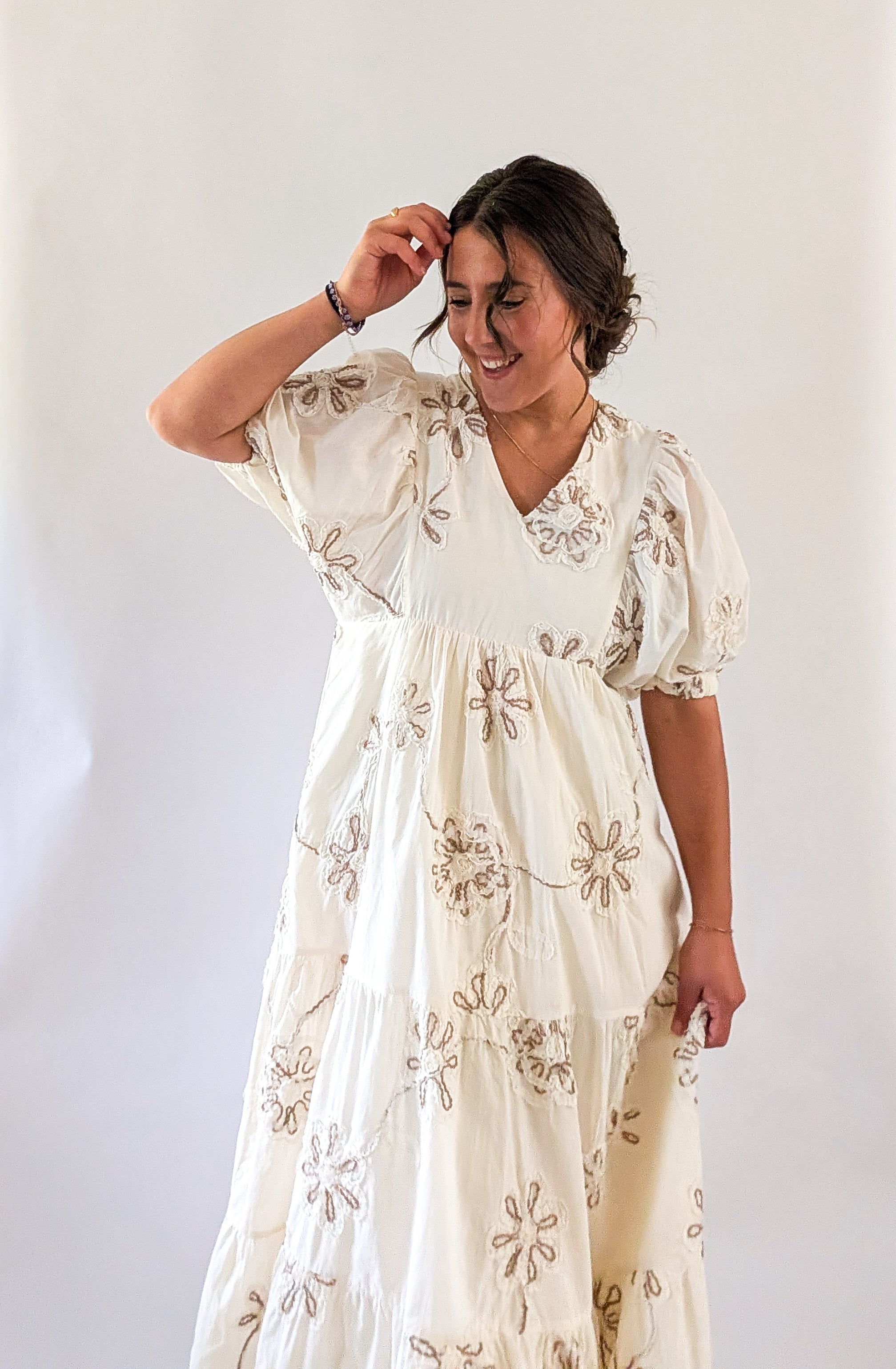 'Willa' Floral Maxi Dress in Cream