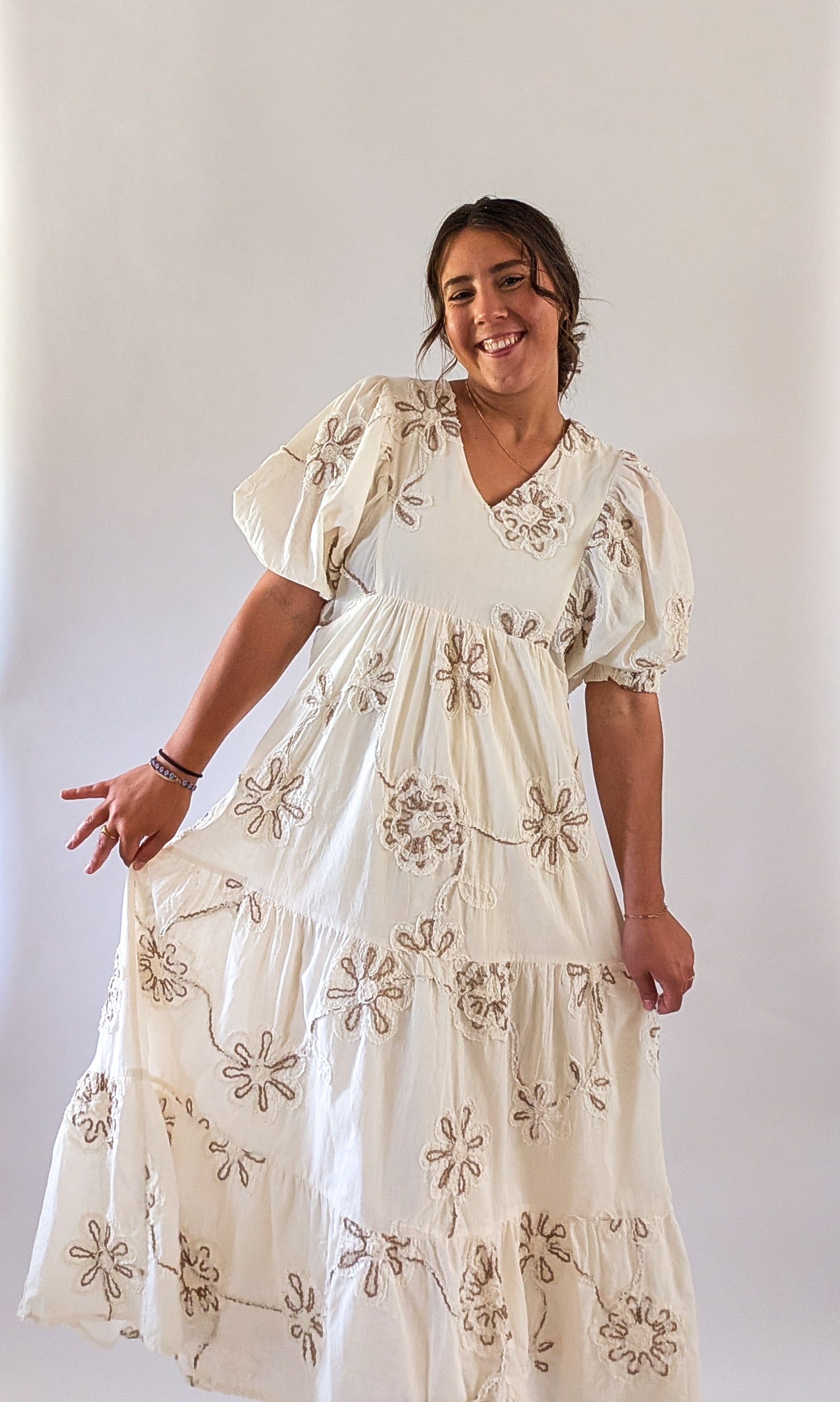 'Willa' Floral Maxi Dress in Cream