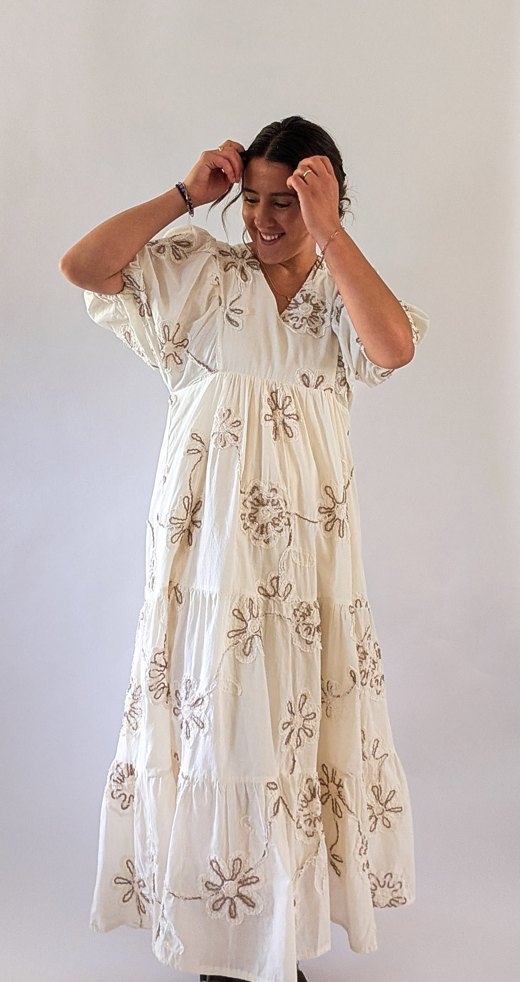 'Willa' Floral Maxi Dress in Cream