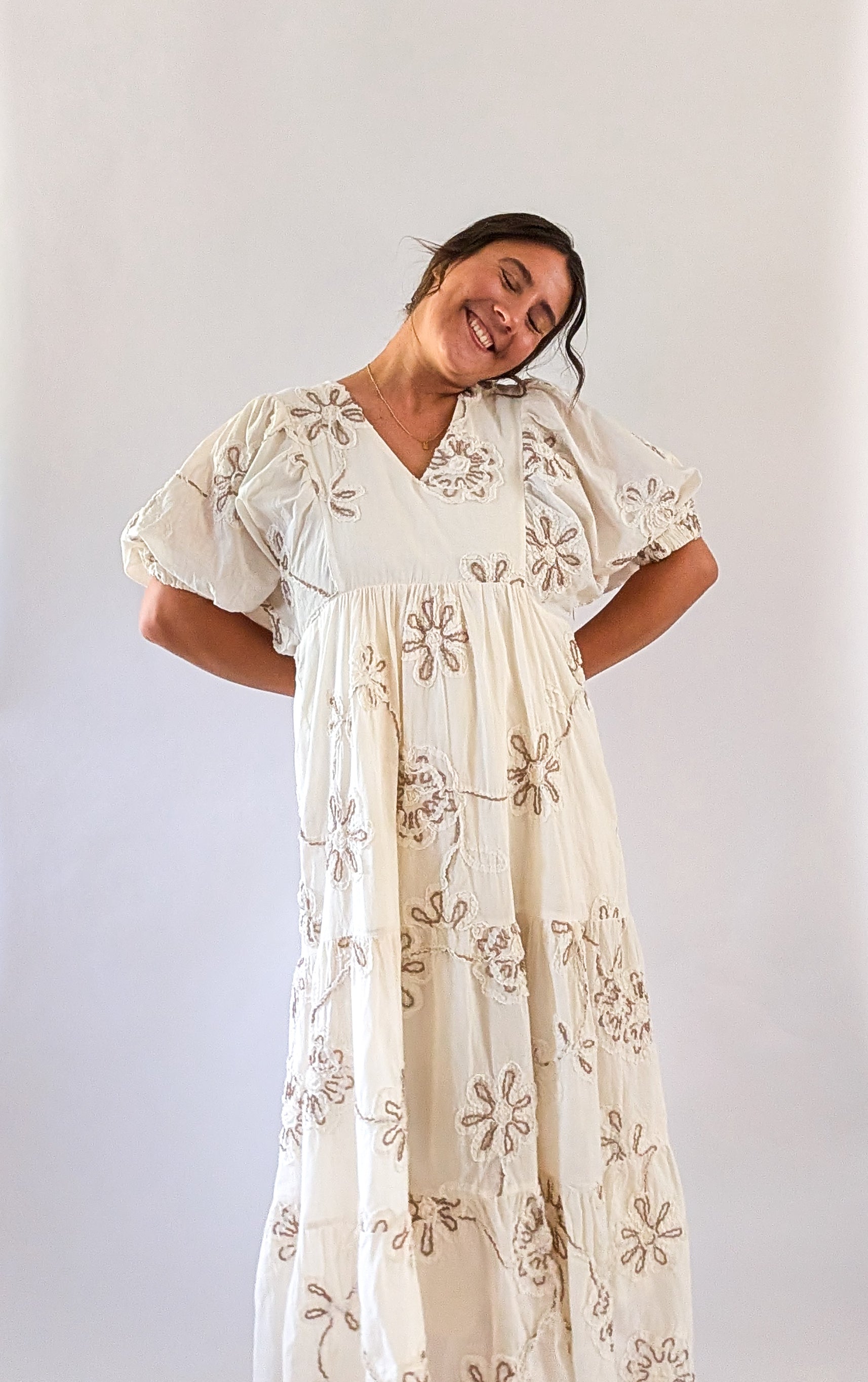 'Willa' Floral Maxi Dress in Cream