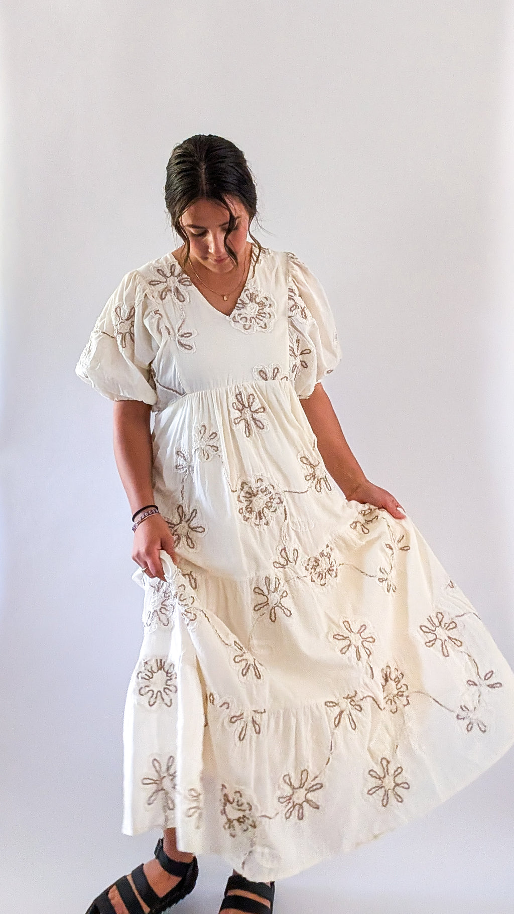'Willa' Floral Maxi Dress in Cream