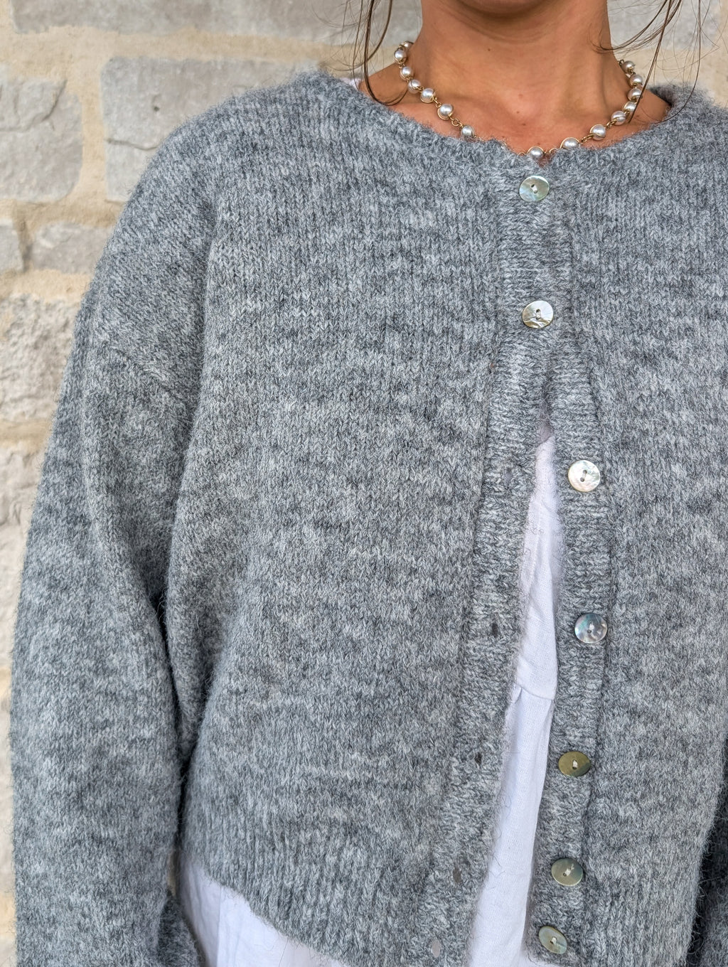 'Pepper' Button Down Cardigan in Heather Grey