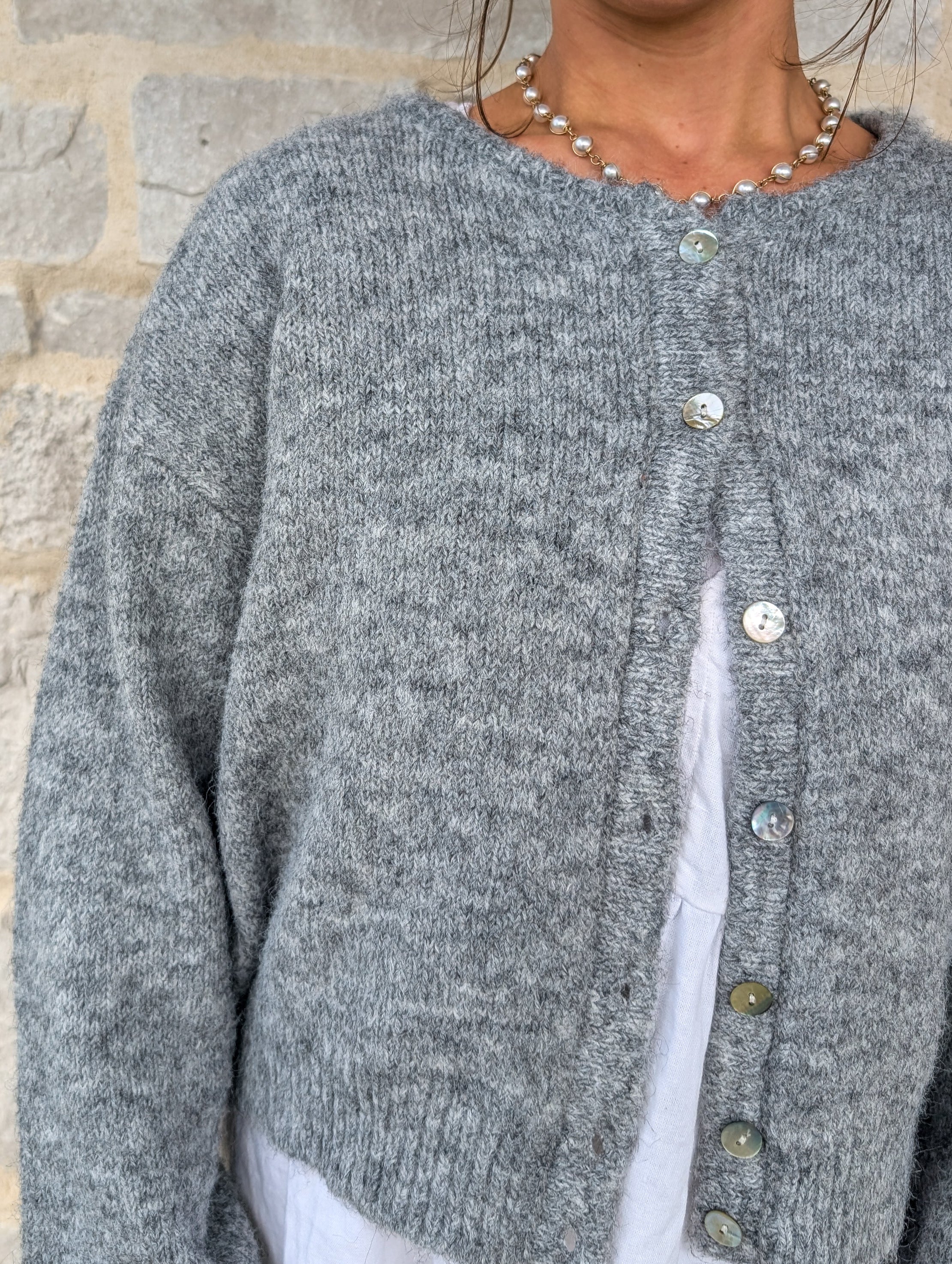 'Pepper' Button Down Cardigan in Heather Grey