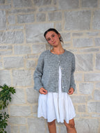 'Pepper' Button Down Cardigan in Heather Grey