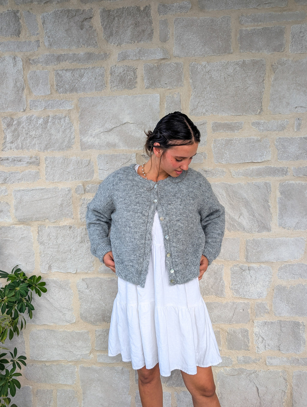 'Pepper' Button Down Cardigan in Heather Grey