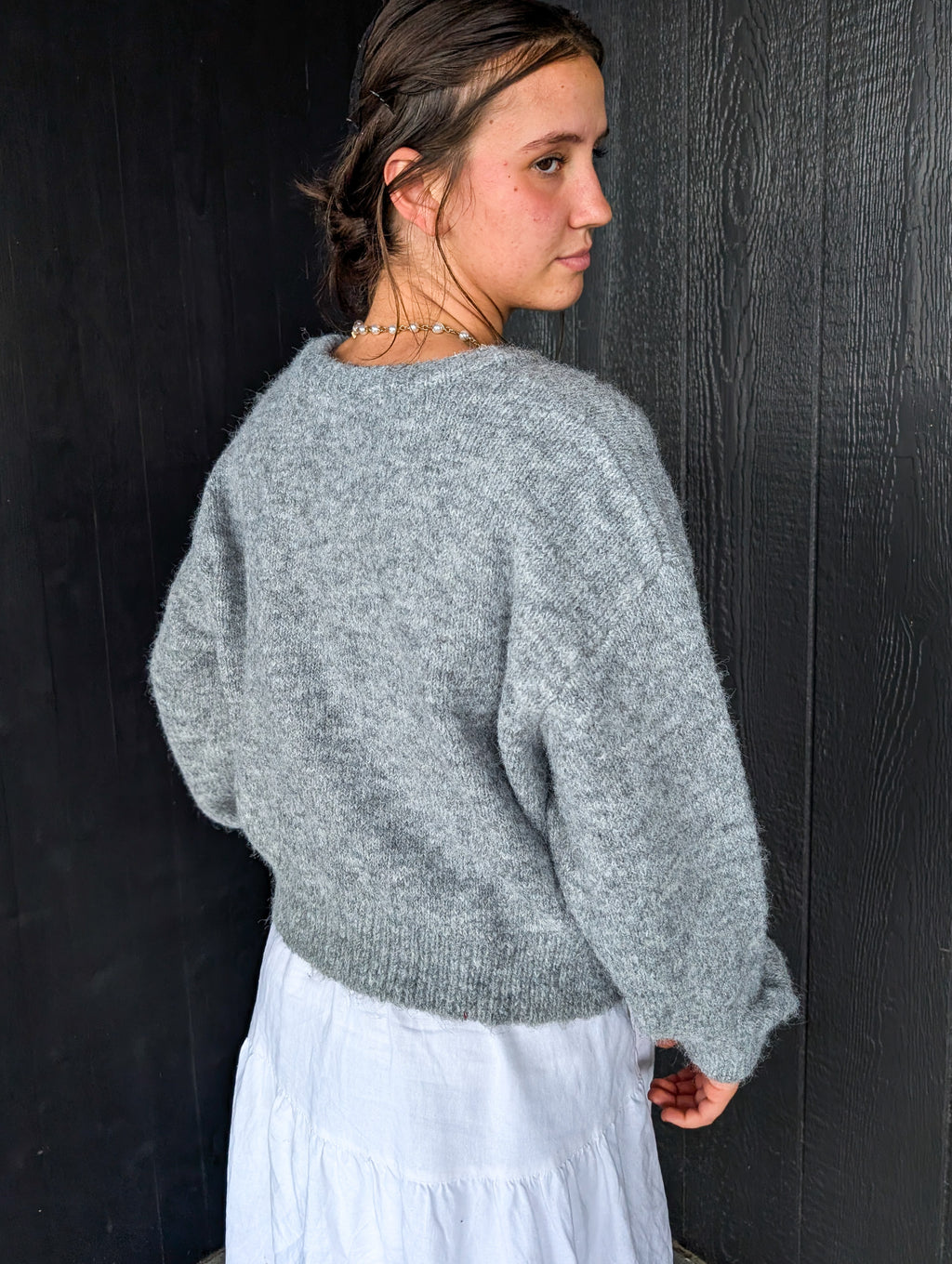 'Pepper' Button Down Cardigan in Heather Grey