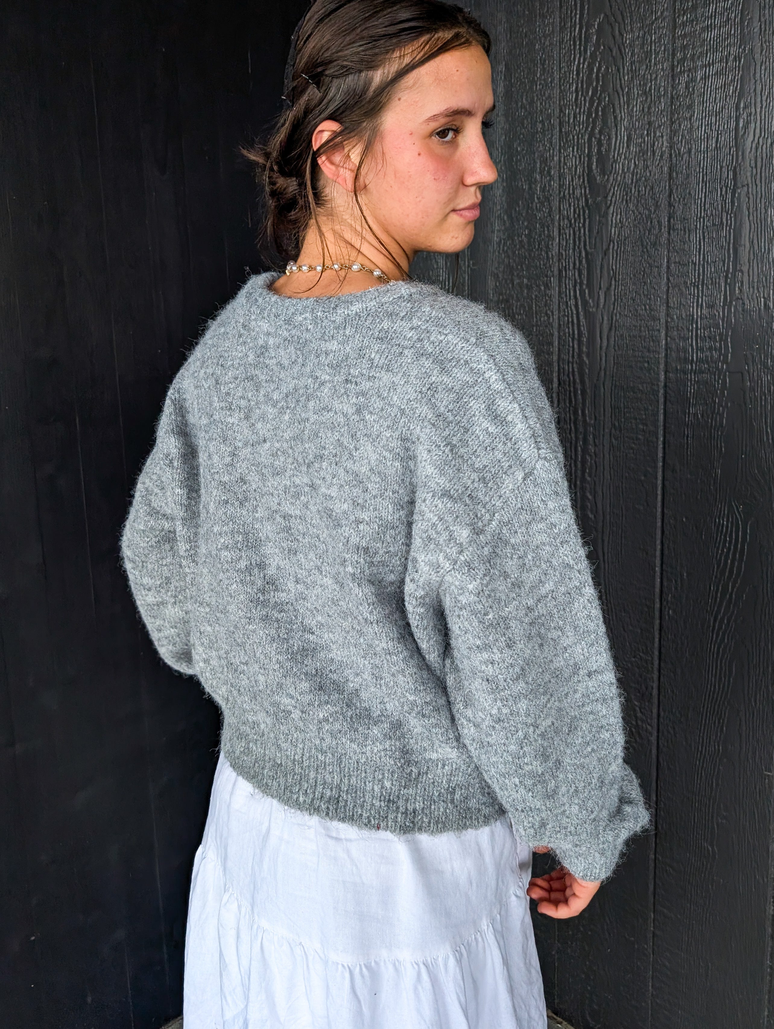 'Pepper' Button Down Cardigan in Heather Grey