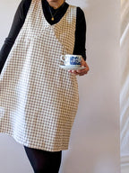 'Parker' Gingham Mini Jumper in Beige FINAL SALE