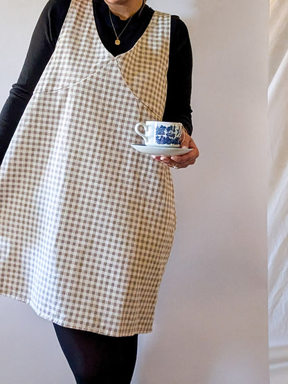 'Parker' Gingham Mini Jumper in Beige