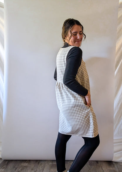 'Parker' Gingham Mini Jumper in Beige