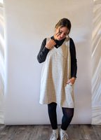 'Parker' Gingham Mini Jumper in Beige FINAL SALE