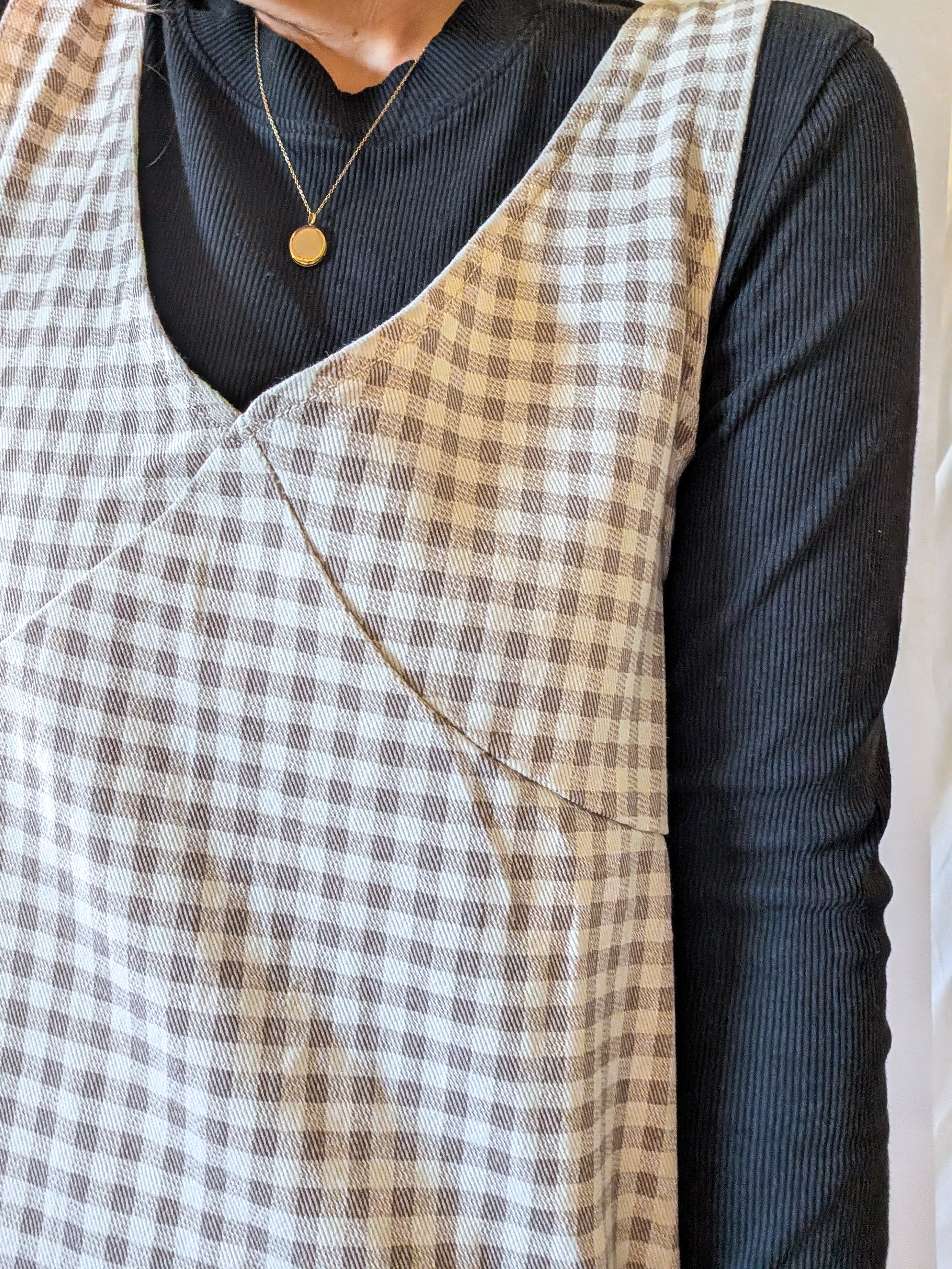 'Parker' Gingham Mini Jumper in Beige