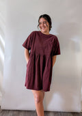 'Wyatt' Cordery Midi Dress in Burgundy