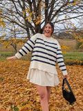 'Scottie' Stipe Knit Sweater in Ivory