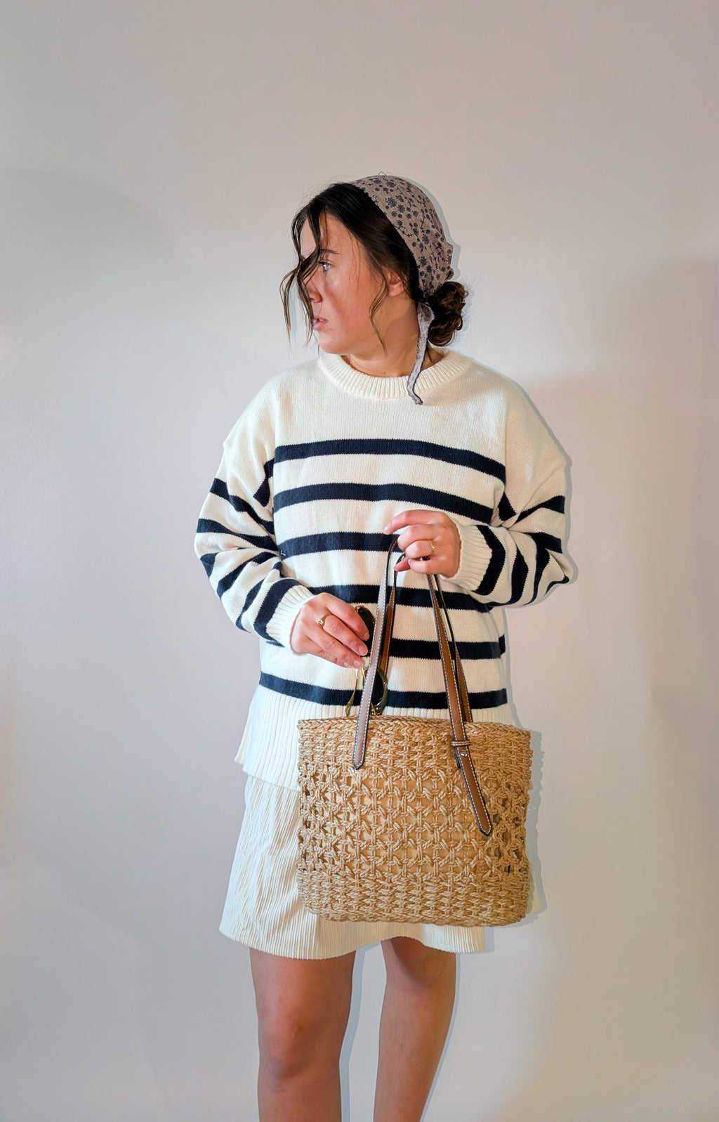 Woven Tote Bag is Light Brown