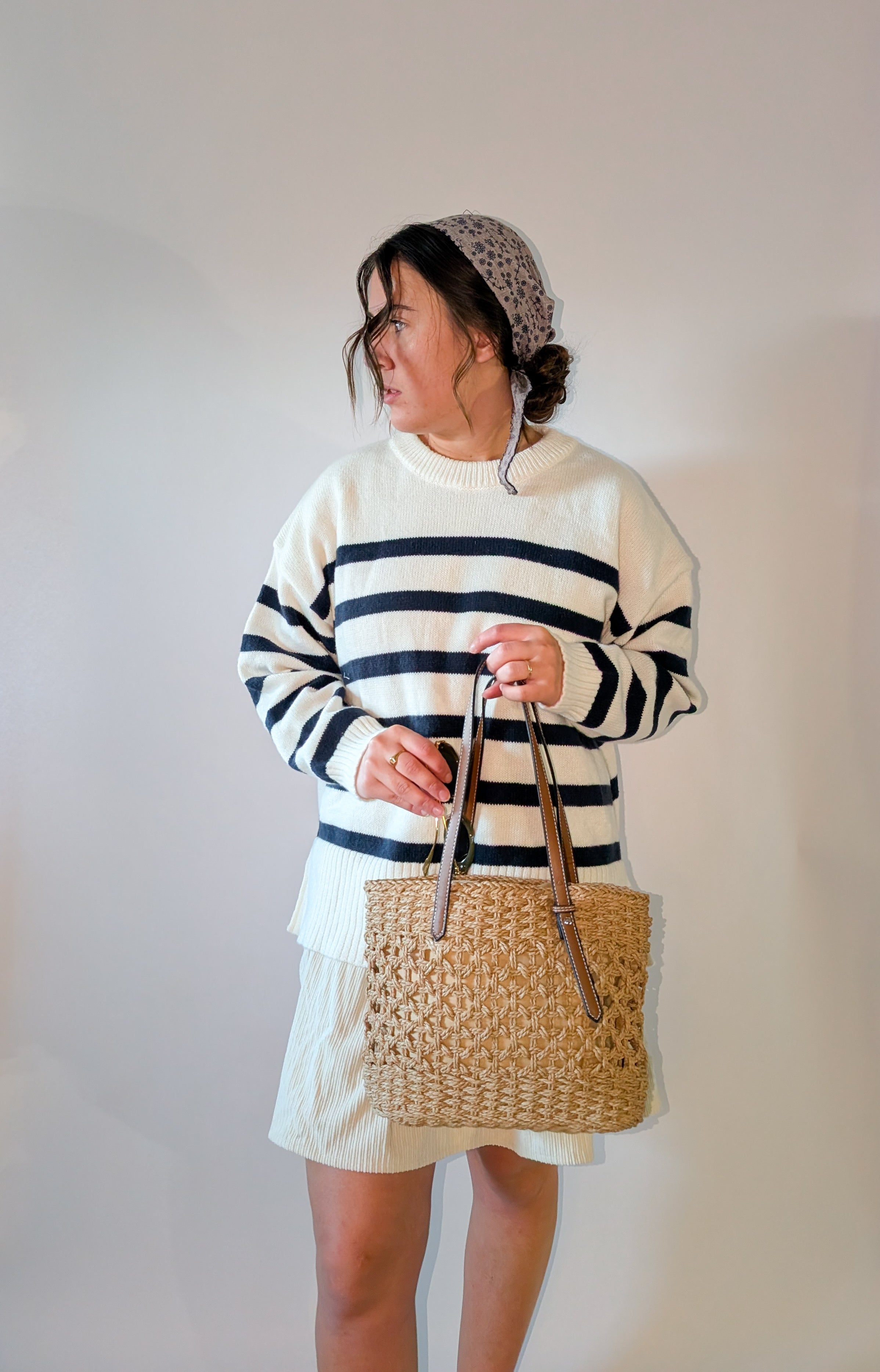 Woven Tote Bag is Light Brown