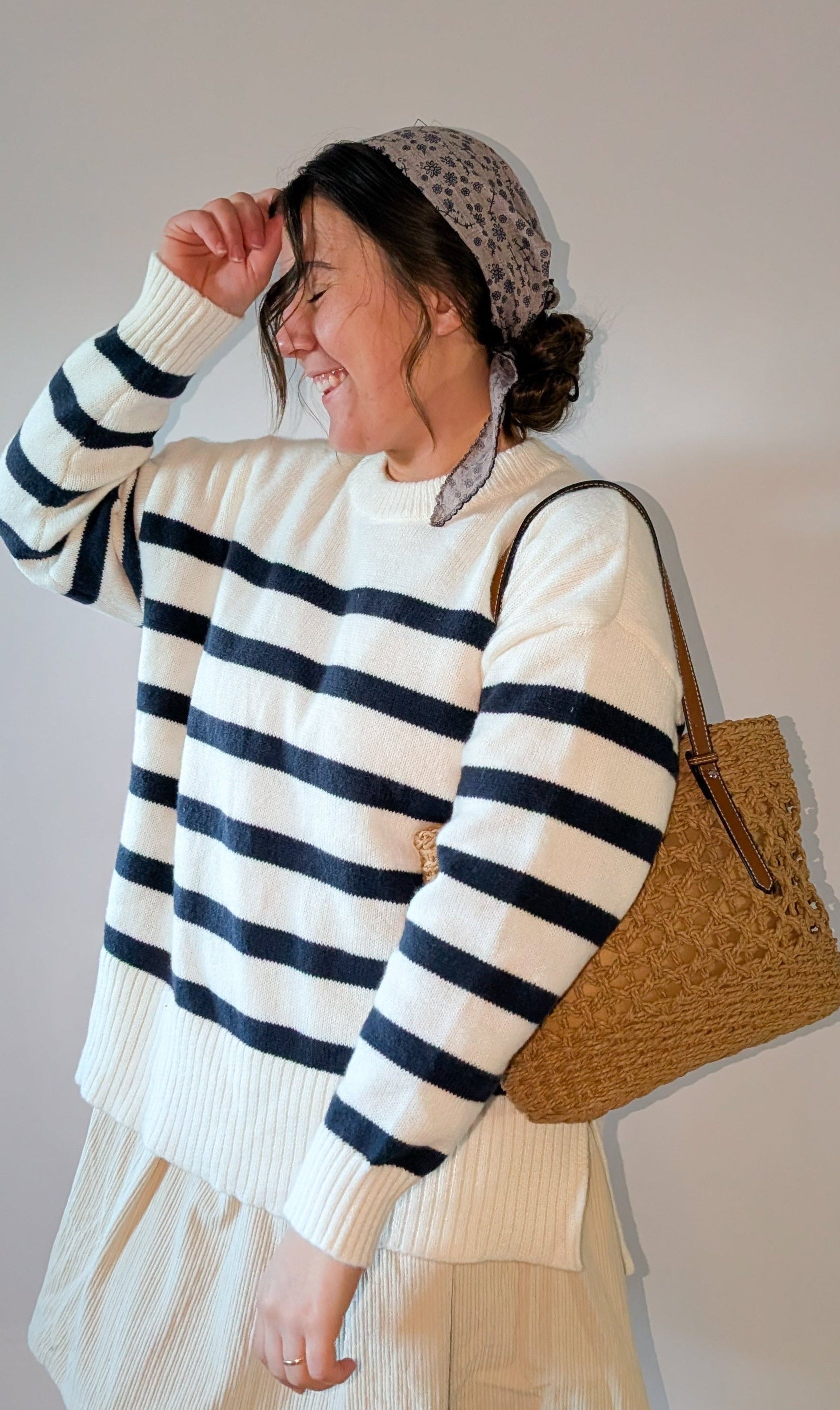 Woven Tote Bag is Light Brown