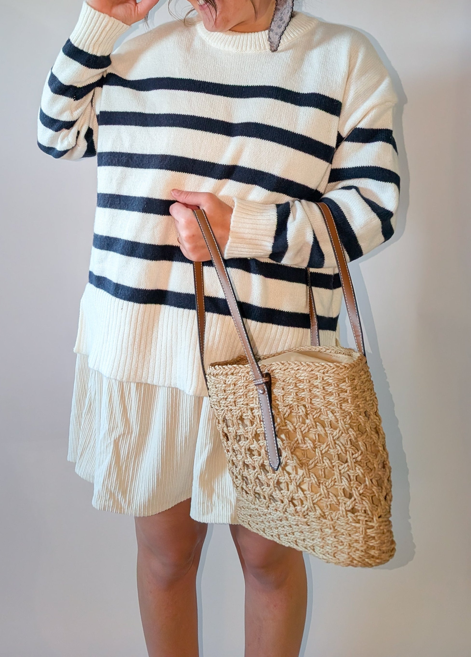 Woven Tote Bag is Light Brown