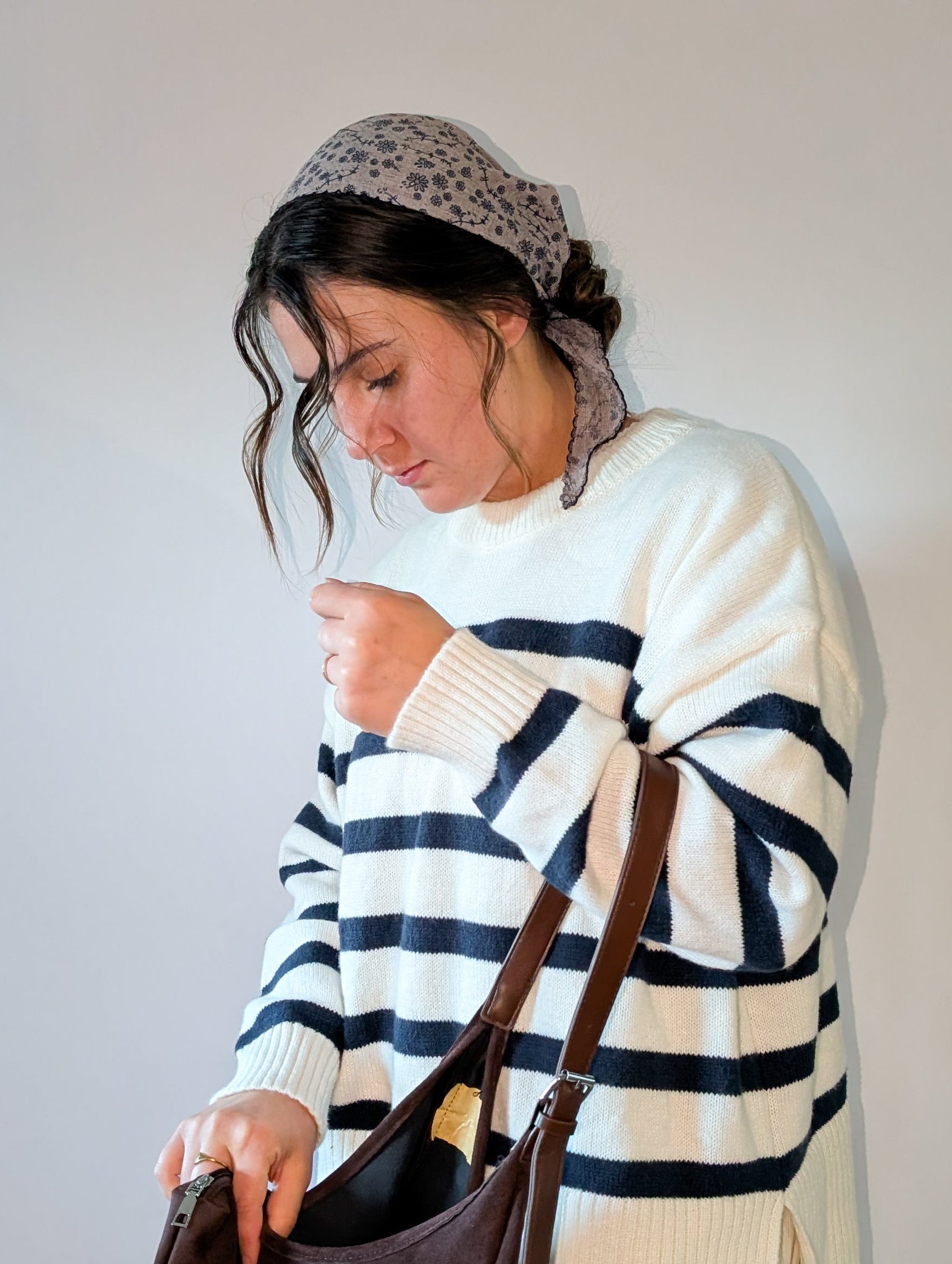 Cotten Blend Half Bandana in Grey