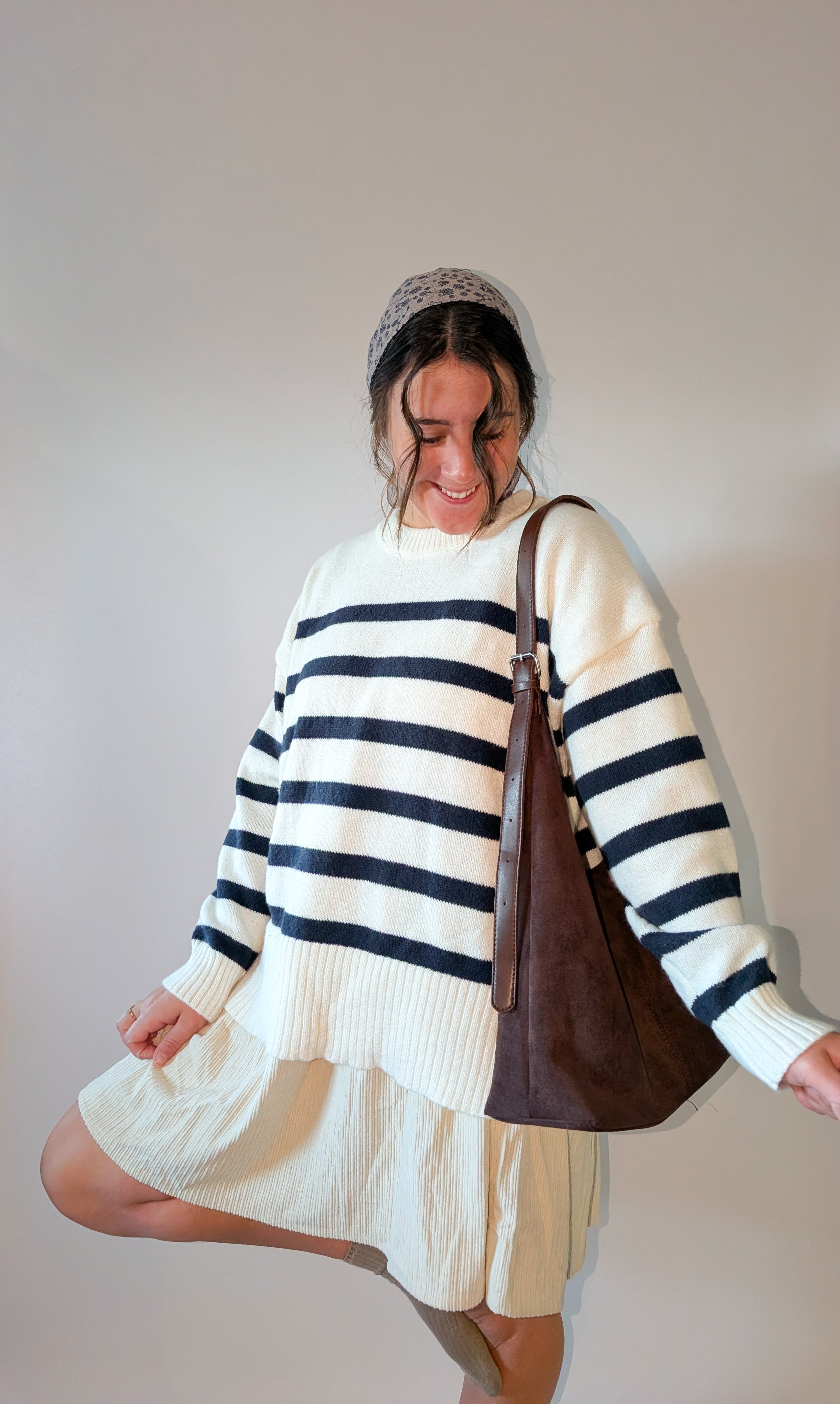 Suede Shoulder Bag in Brown