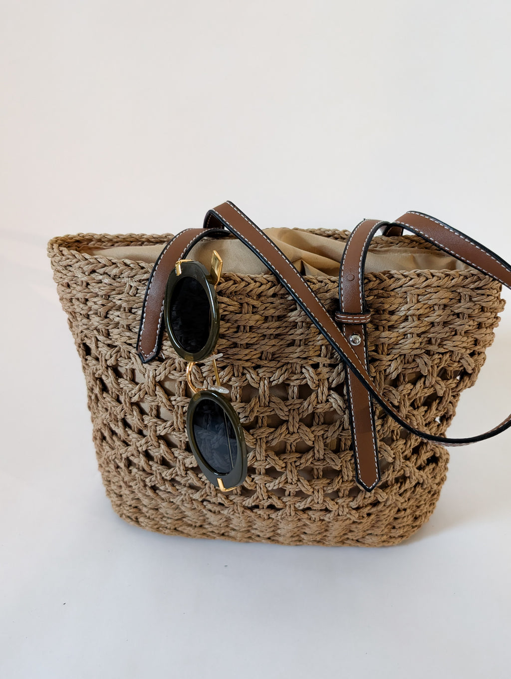 Woven Tote Bag is Light Brown