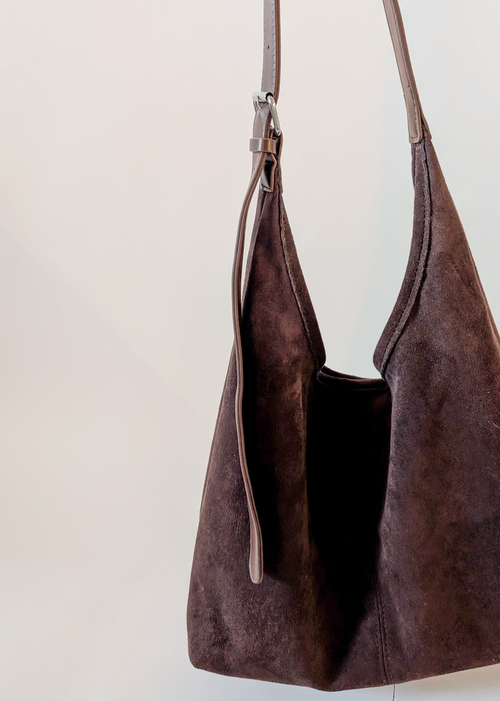 Suede Shoulder Bag in Brown