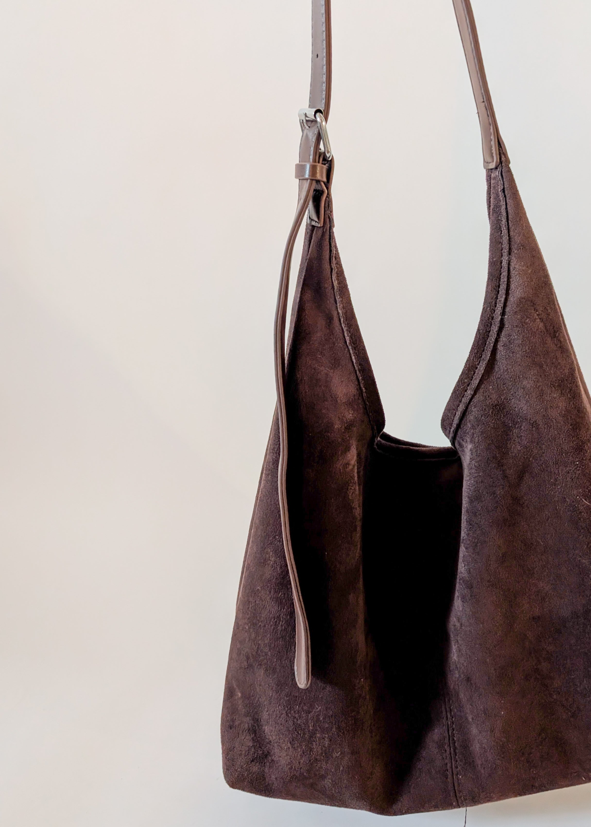 Suede Shoulder Bag in Brown