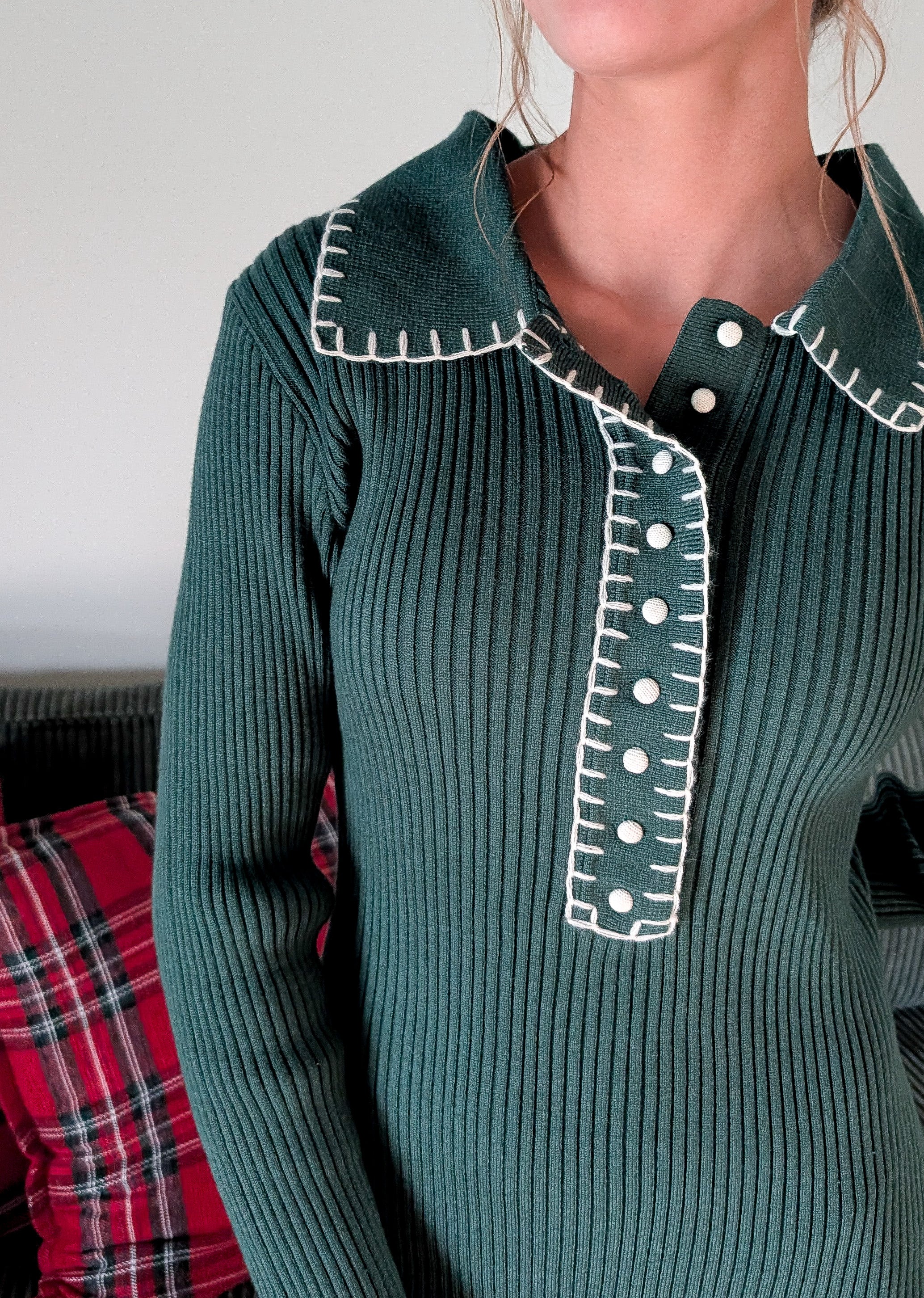 'Emmy' Ribbed Knit Midi Dress in Dark Sage