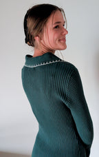 'Emmy' Ribbed Knit Midi Dress in Dark Sage