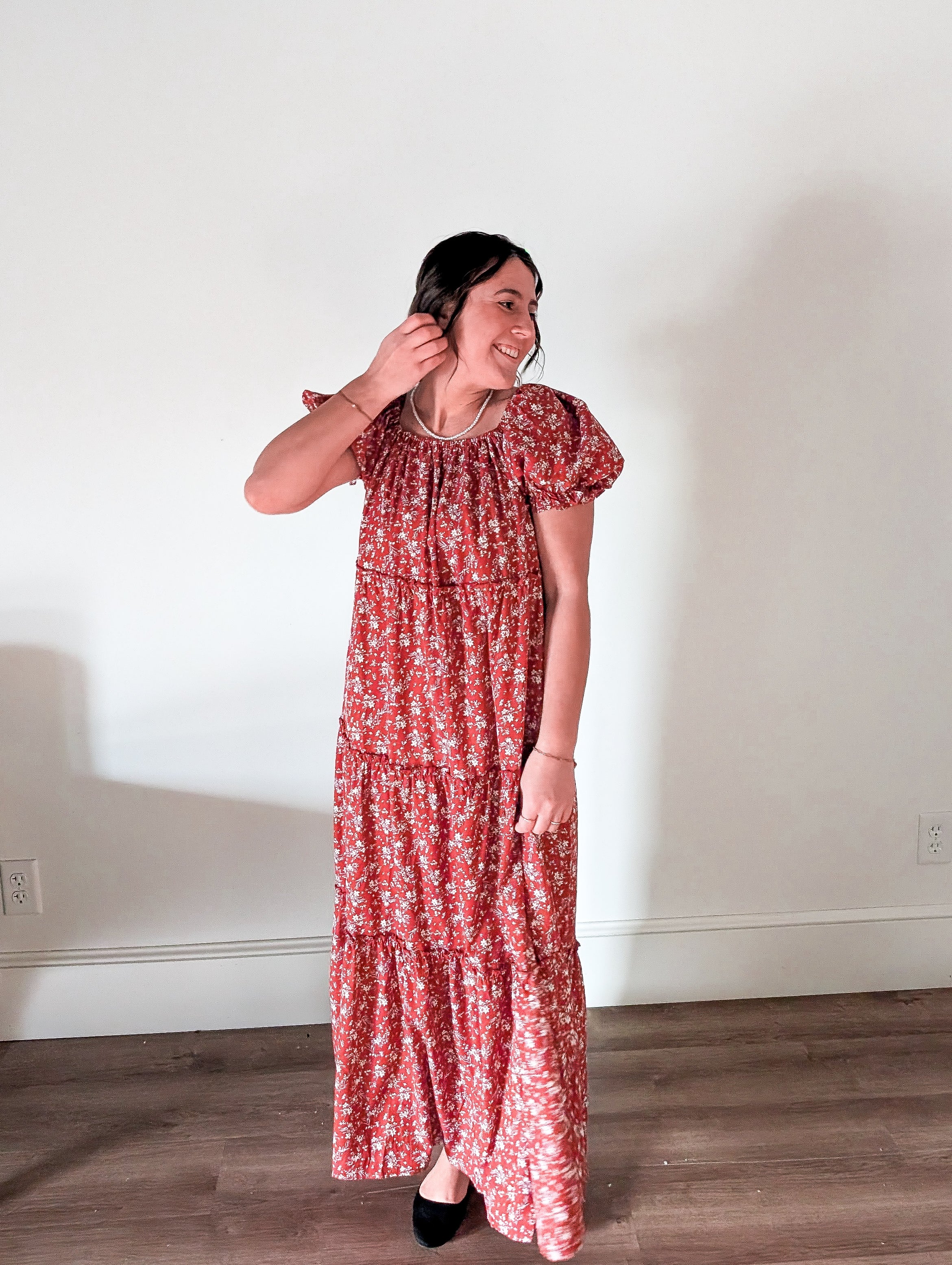 'Eden' Floral Maxi Dress in Red