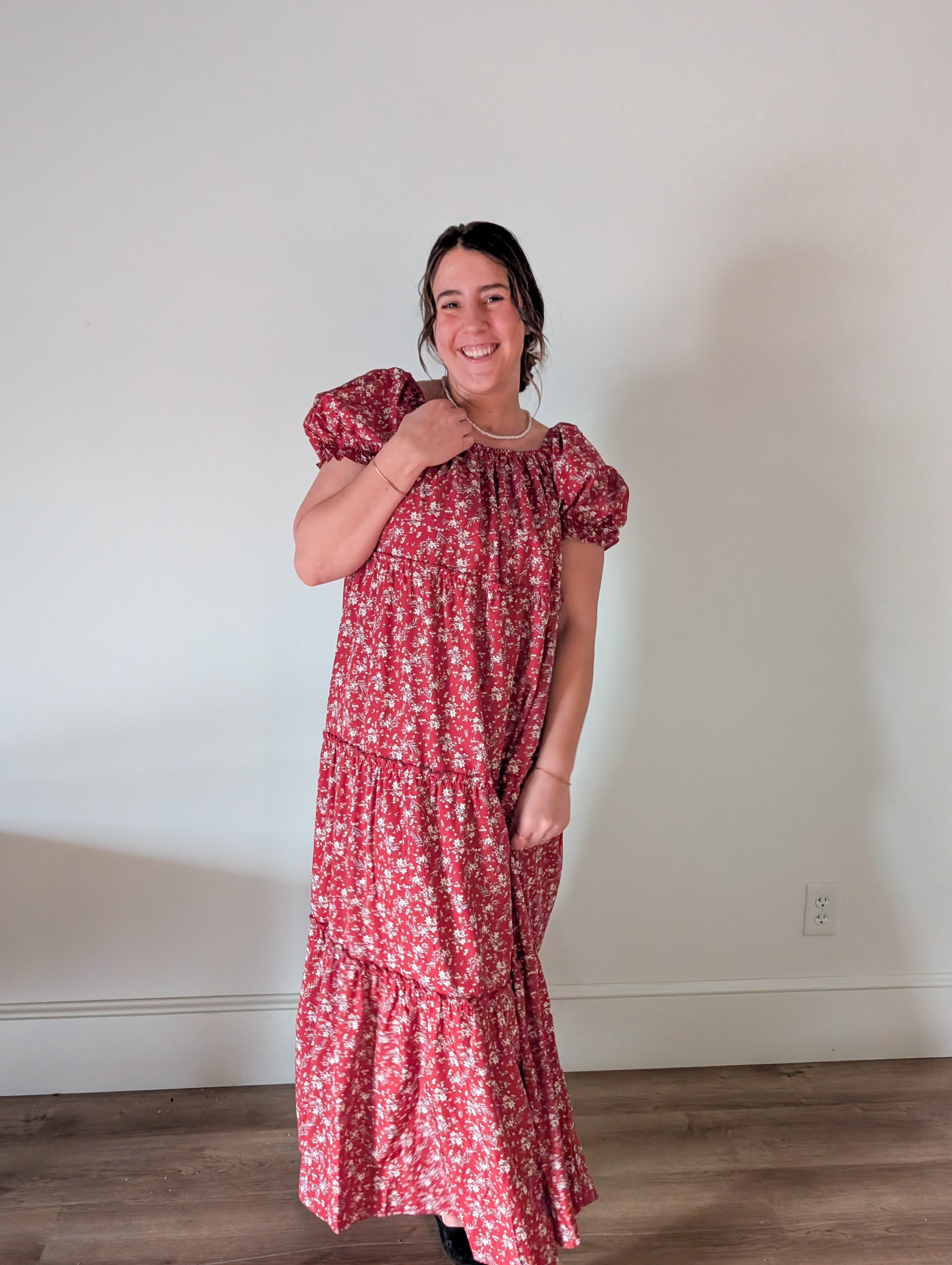 'Eden' Floral Maxi Dress in Red