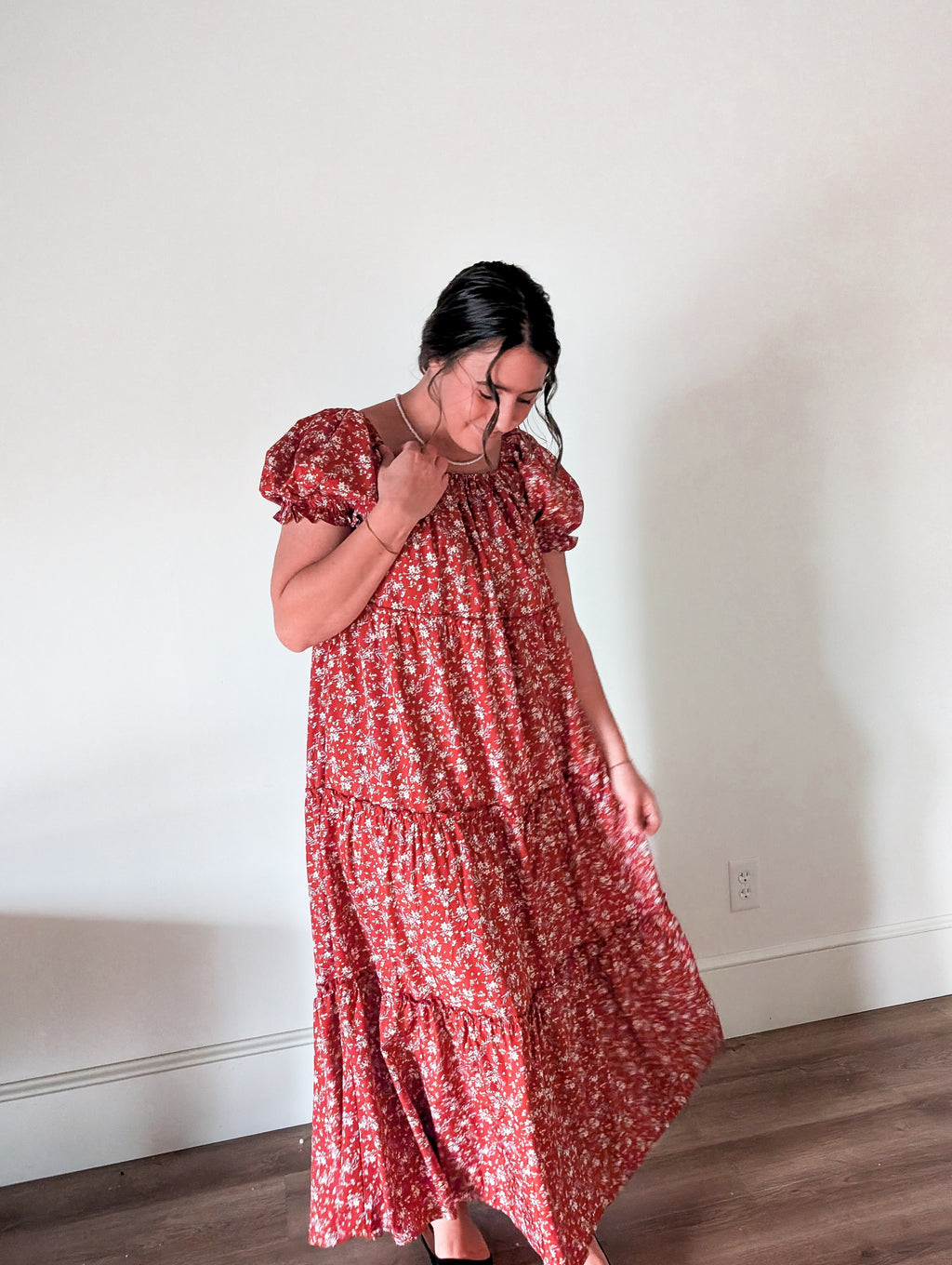 'Eden' Floral Maxi Dress in Red