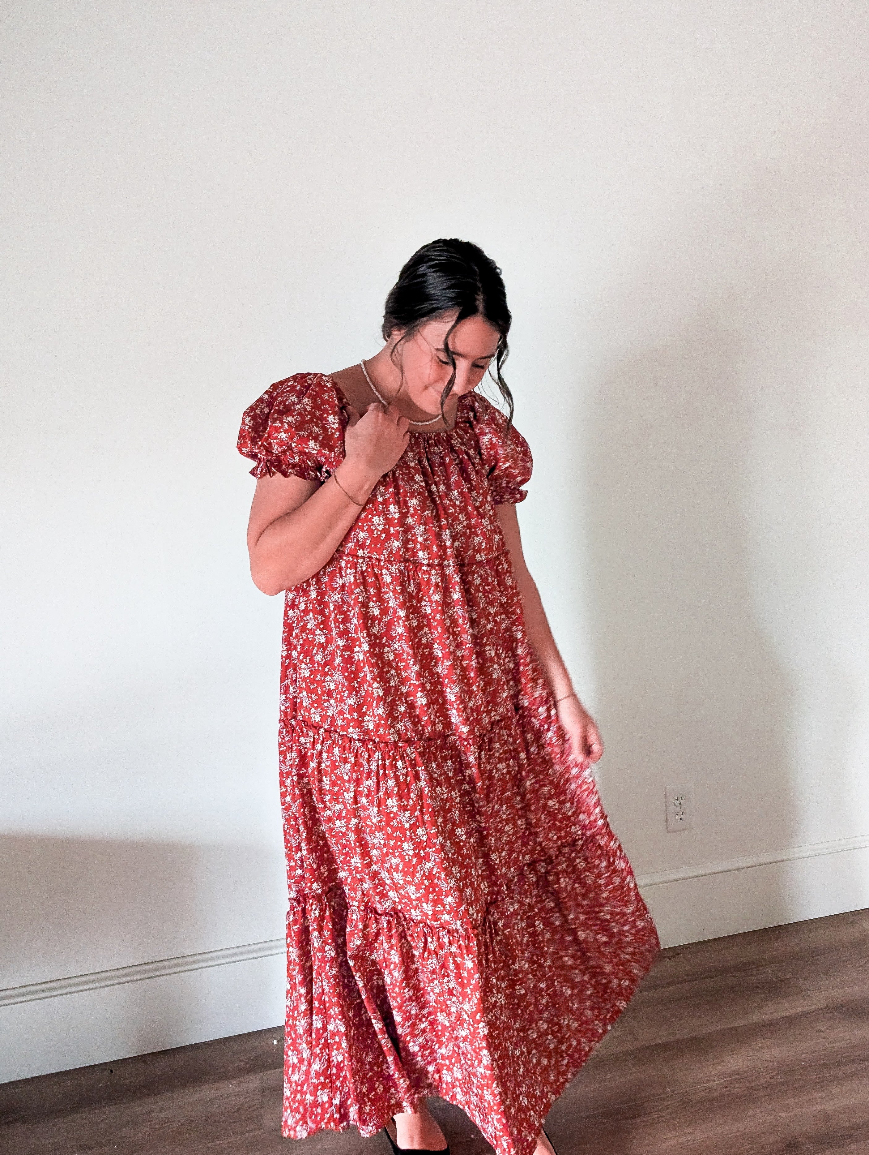 'Eden' Floral Maxi Dress in Red