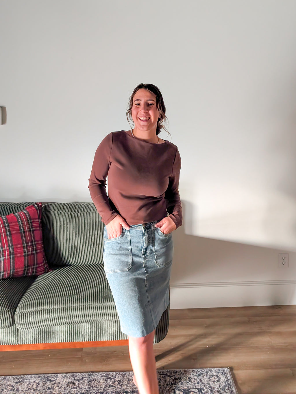 'Millie' Long Sleeve Boat Neck Top