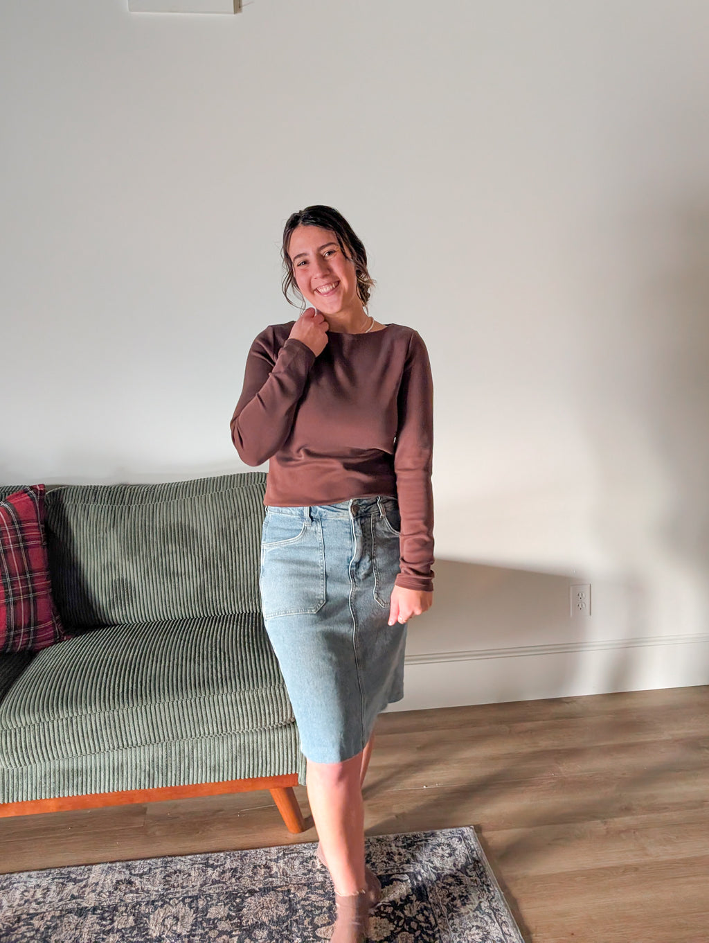 'Millie' Long Sleeve Boat Neck Top