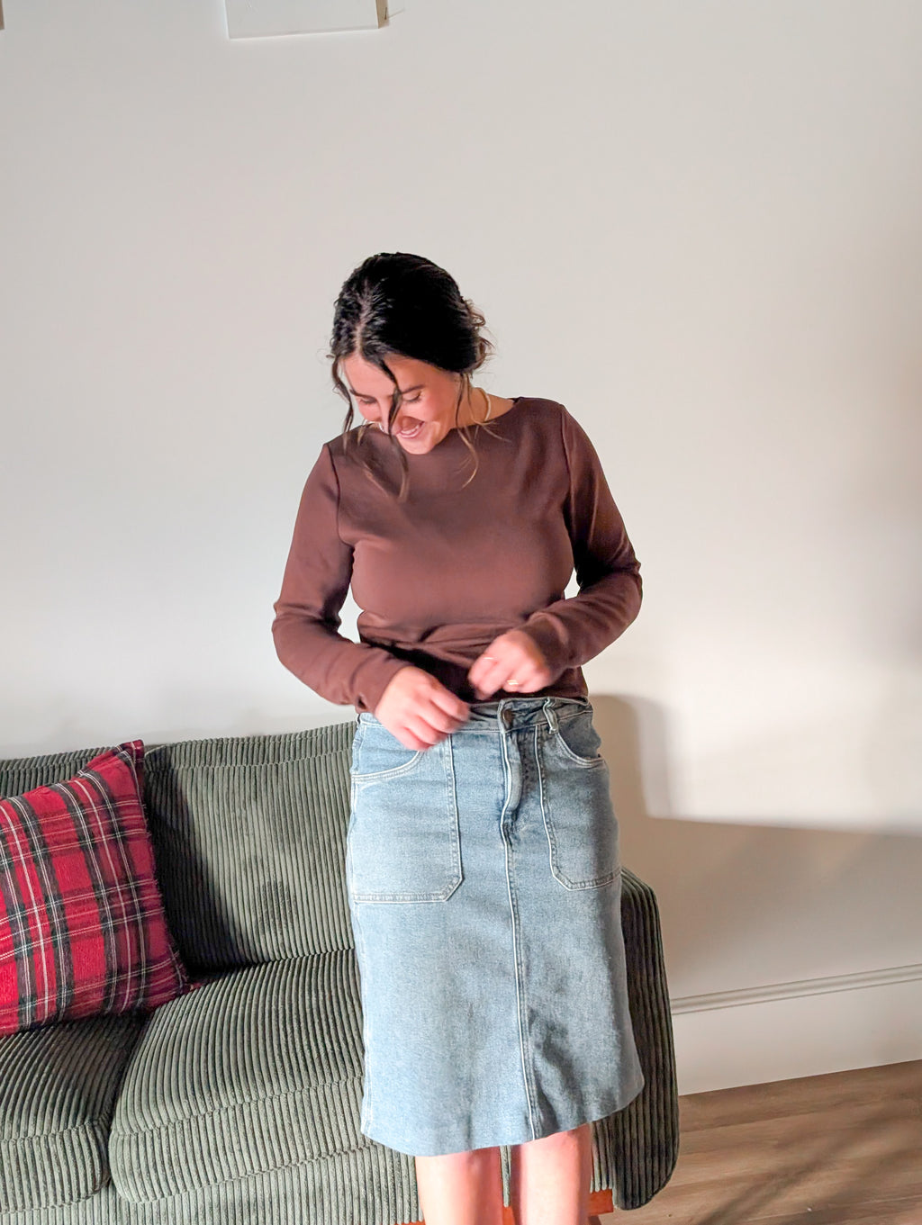 'Millie' Long Sleeve Boat Neck Top