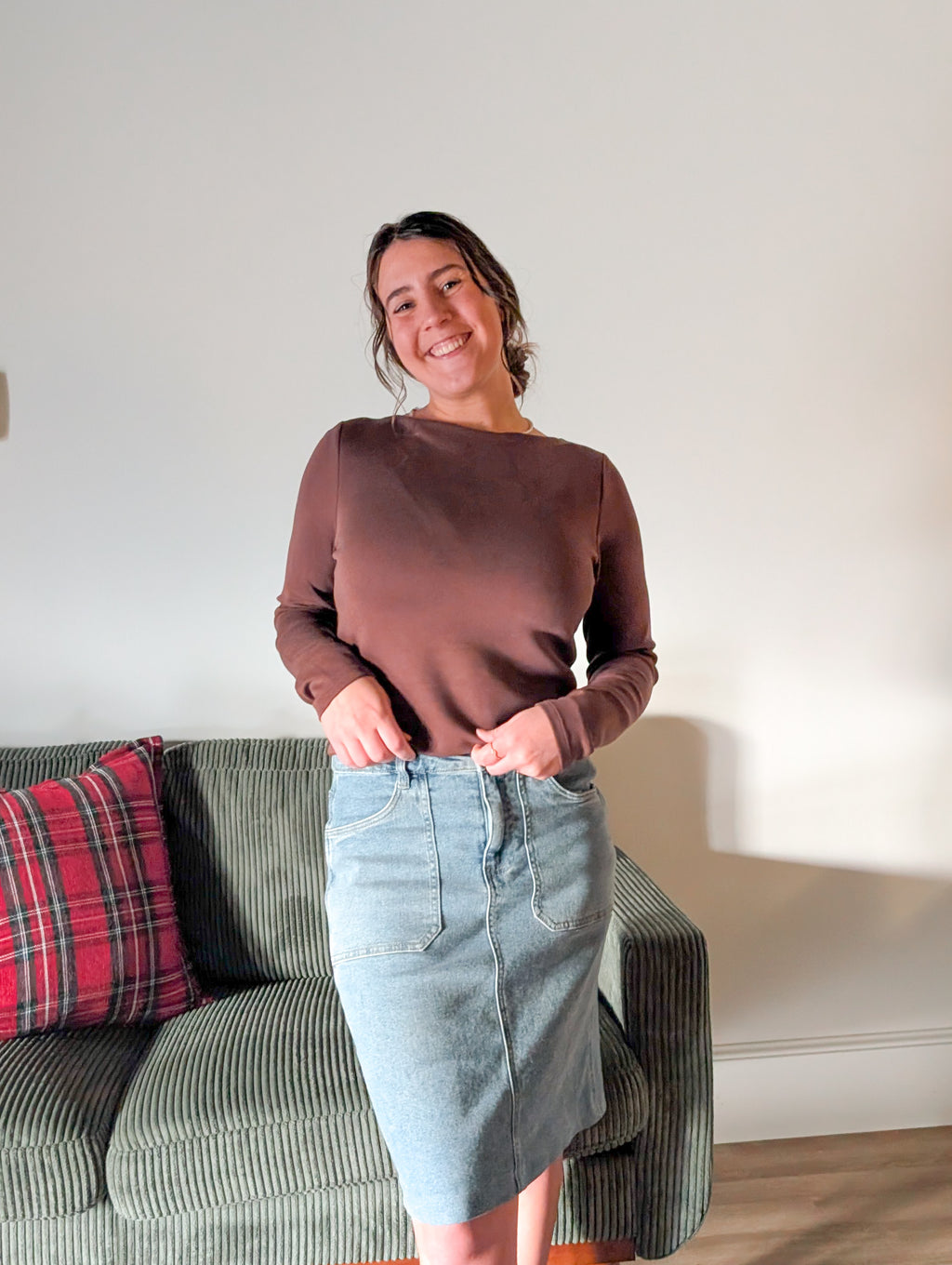 'Millie' Long Sleeve Boat Neck Top