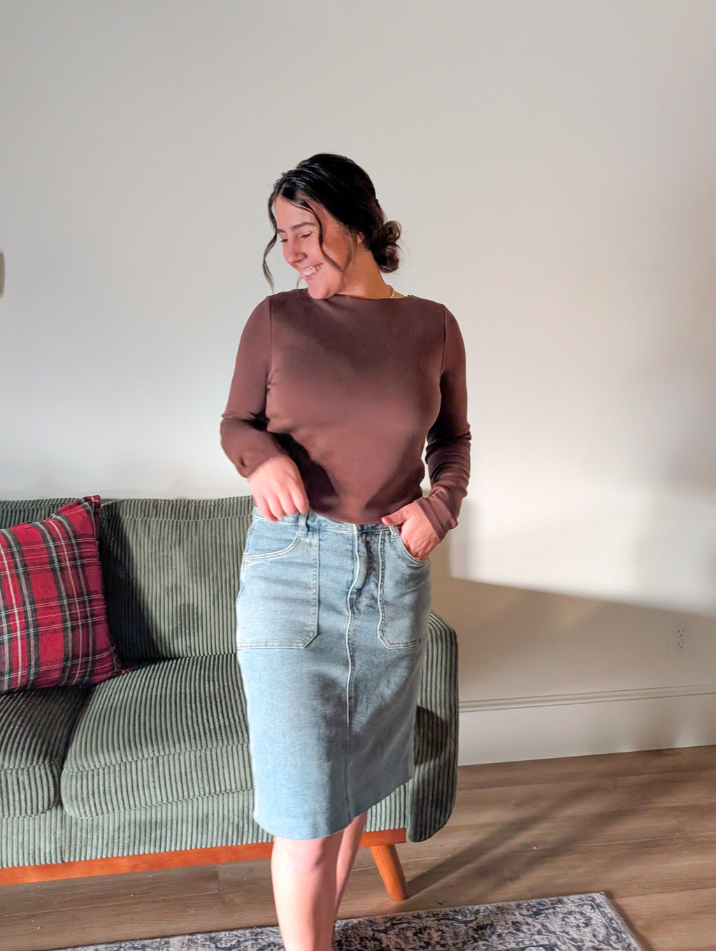 'Millie' Long Sleeve Boat Neck Top