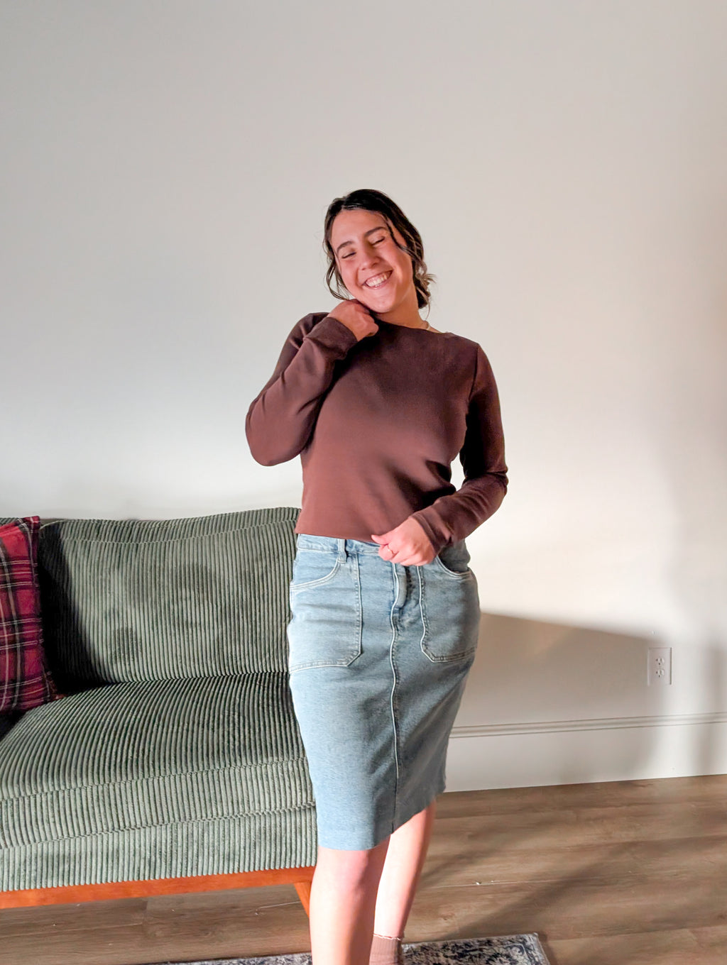 'Millie' Long Sleeve Boat Neck Top