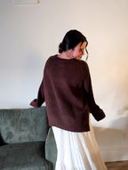 'Harper' Waffle Knit Sweater in Brown