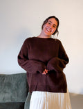'Harper' Waffle Knit Sweater in Brown