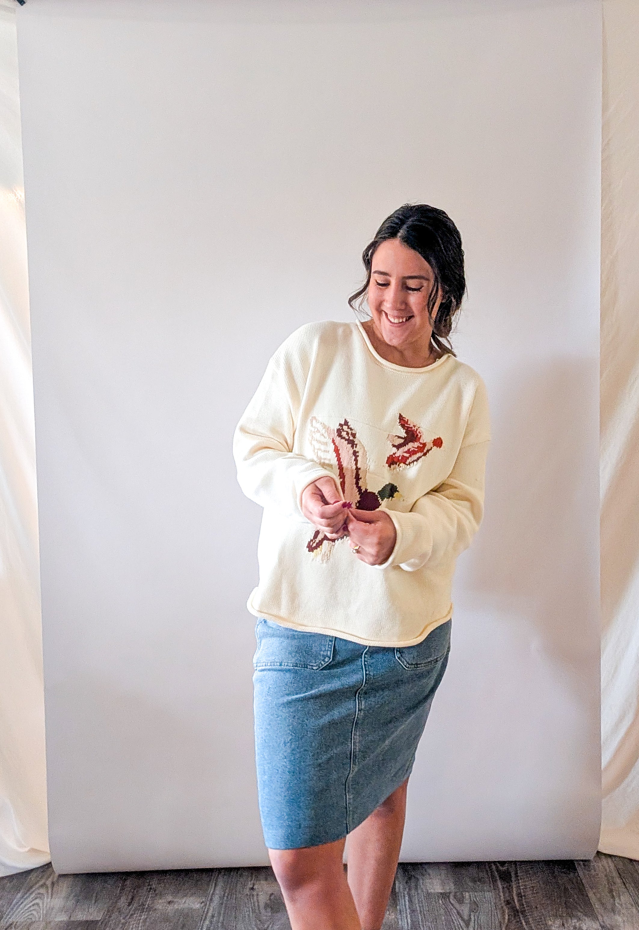 100% Cotton Duck Sweater in Cream