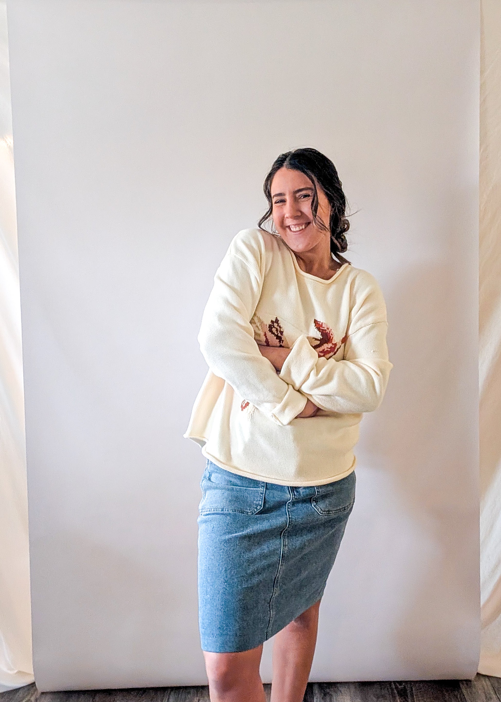 100% Cotton Duck Sweater in Cream