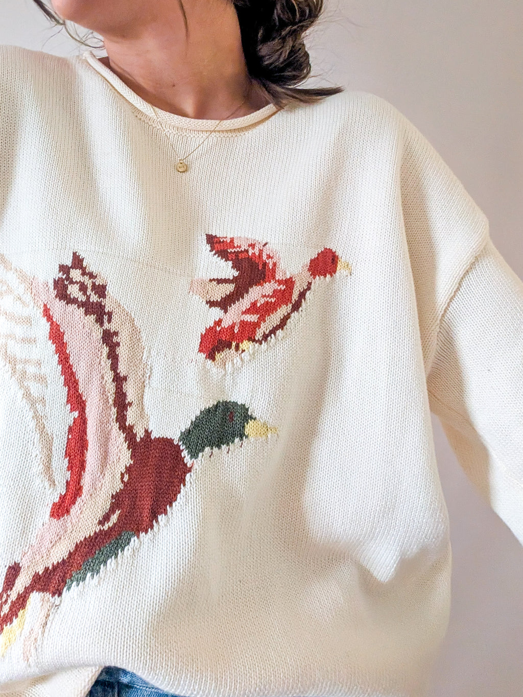 100% Cotton Duck Sweater in Cream