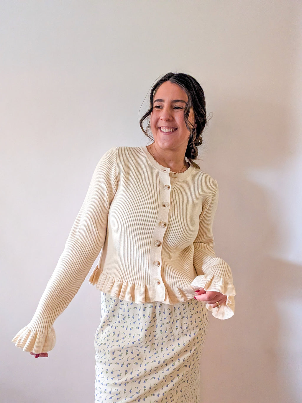 'Penelope' Button Down Top in Cream