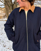 'Teddy' Quilted Jacket in Navy