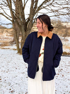 'Teddy' Quilted Jacket in Navy