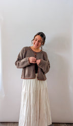 'Penny' Button Down Cardigan in Mocha