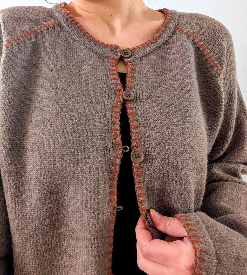 'Penny' Button Down Cardigan in Mocha