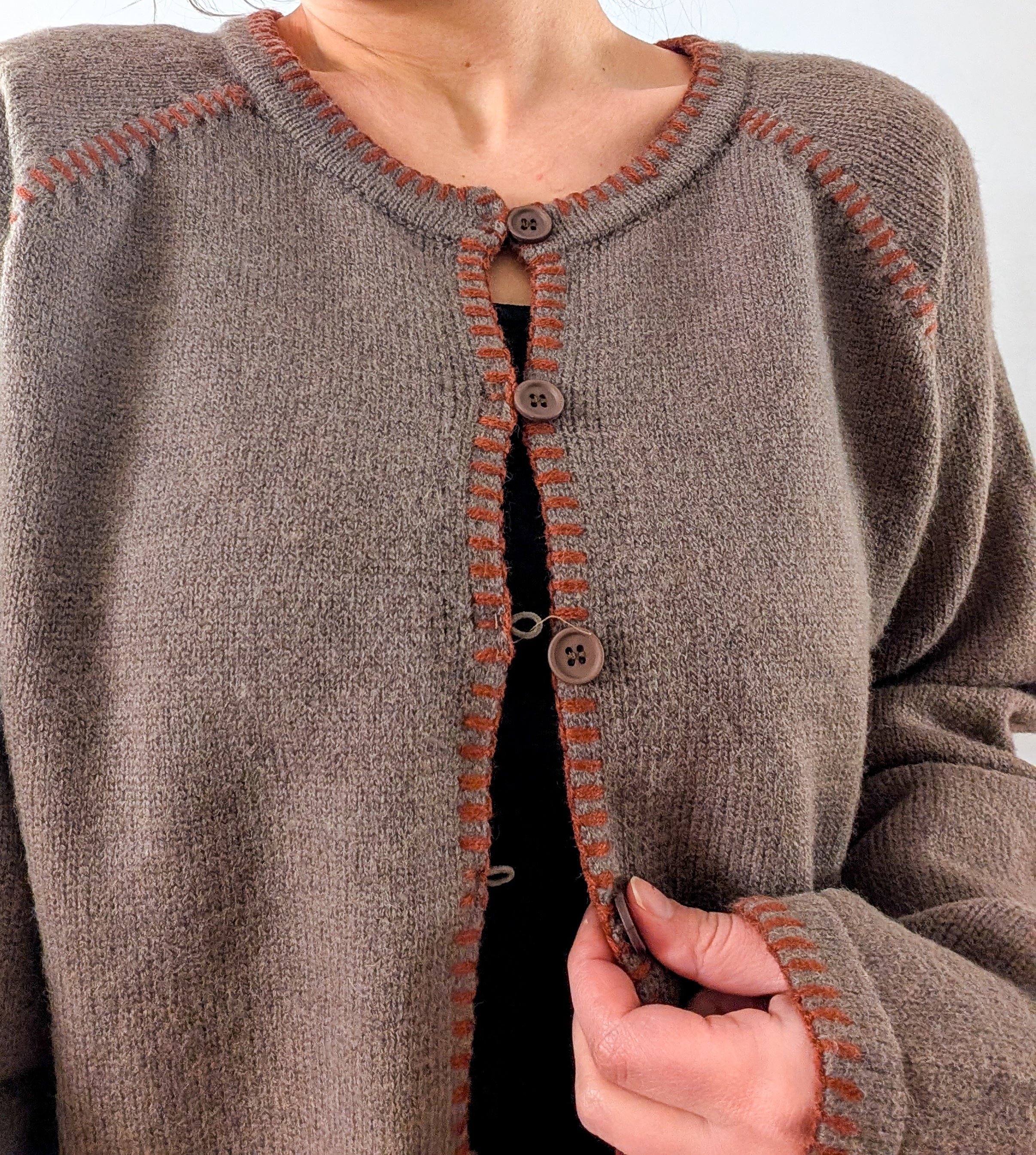 'Penny' Button Down Cardigan in Mocha